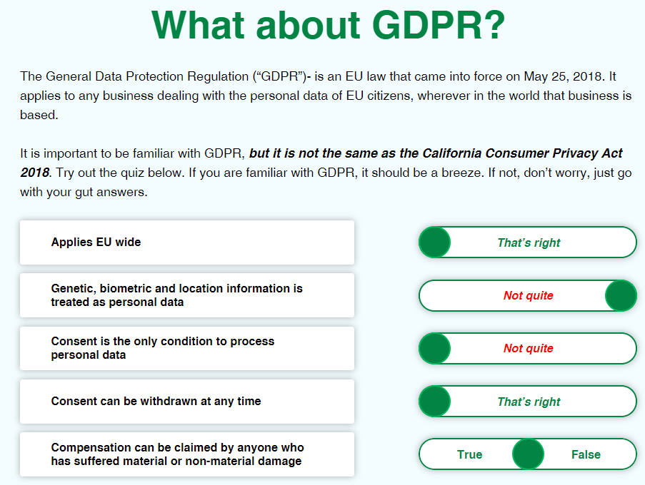 Screenshot of Consumer Privacy Act course