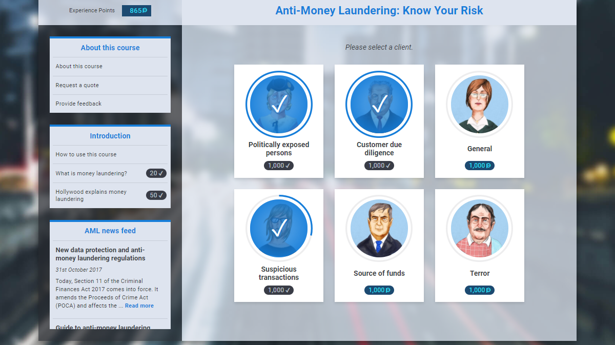 Screenshot of VinciWorks' AML course