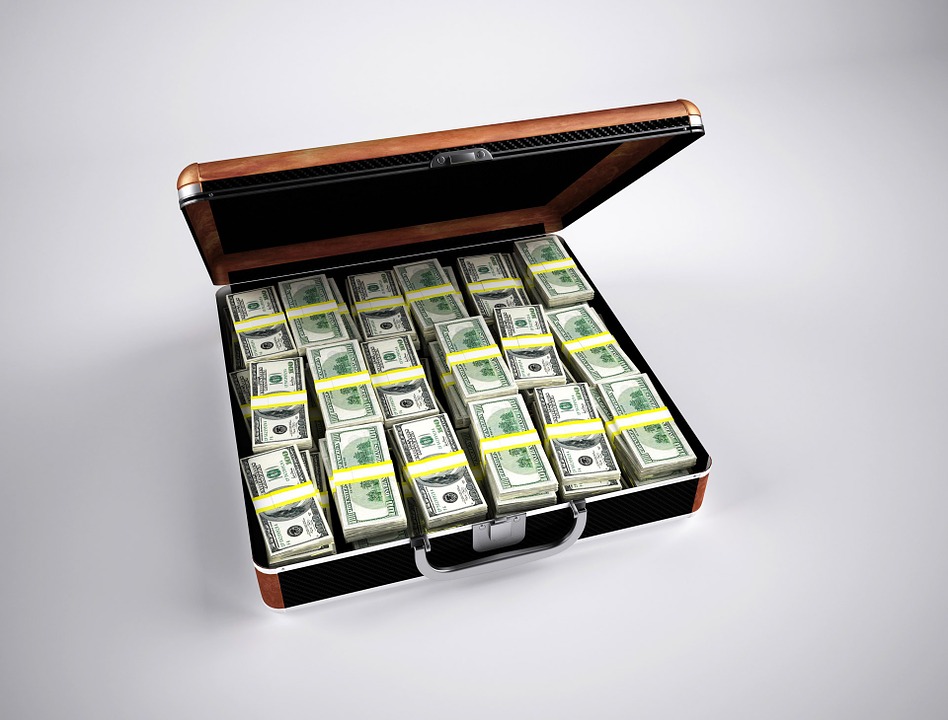 Briefcase with a lot of cash