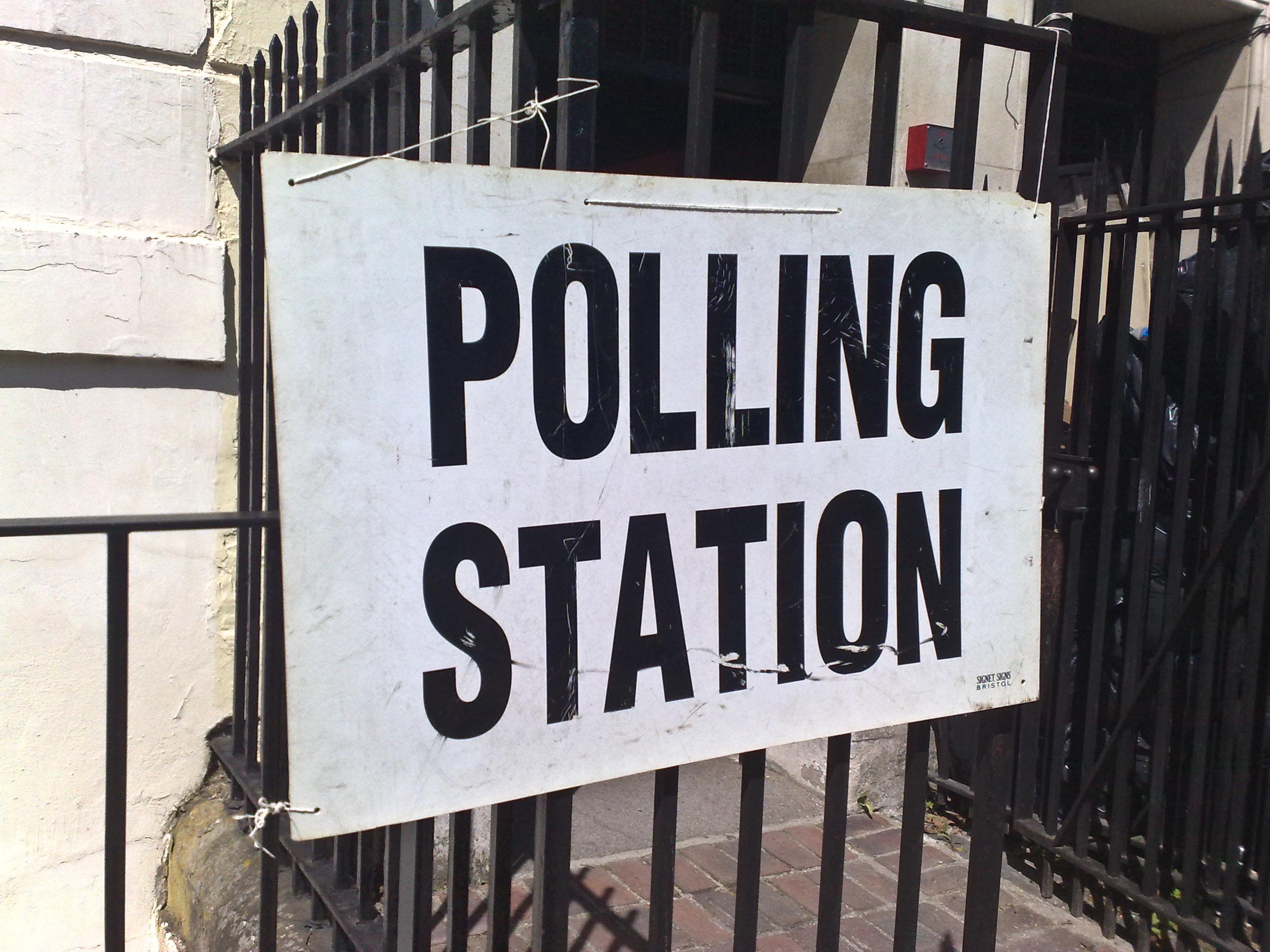 Polling station sign