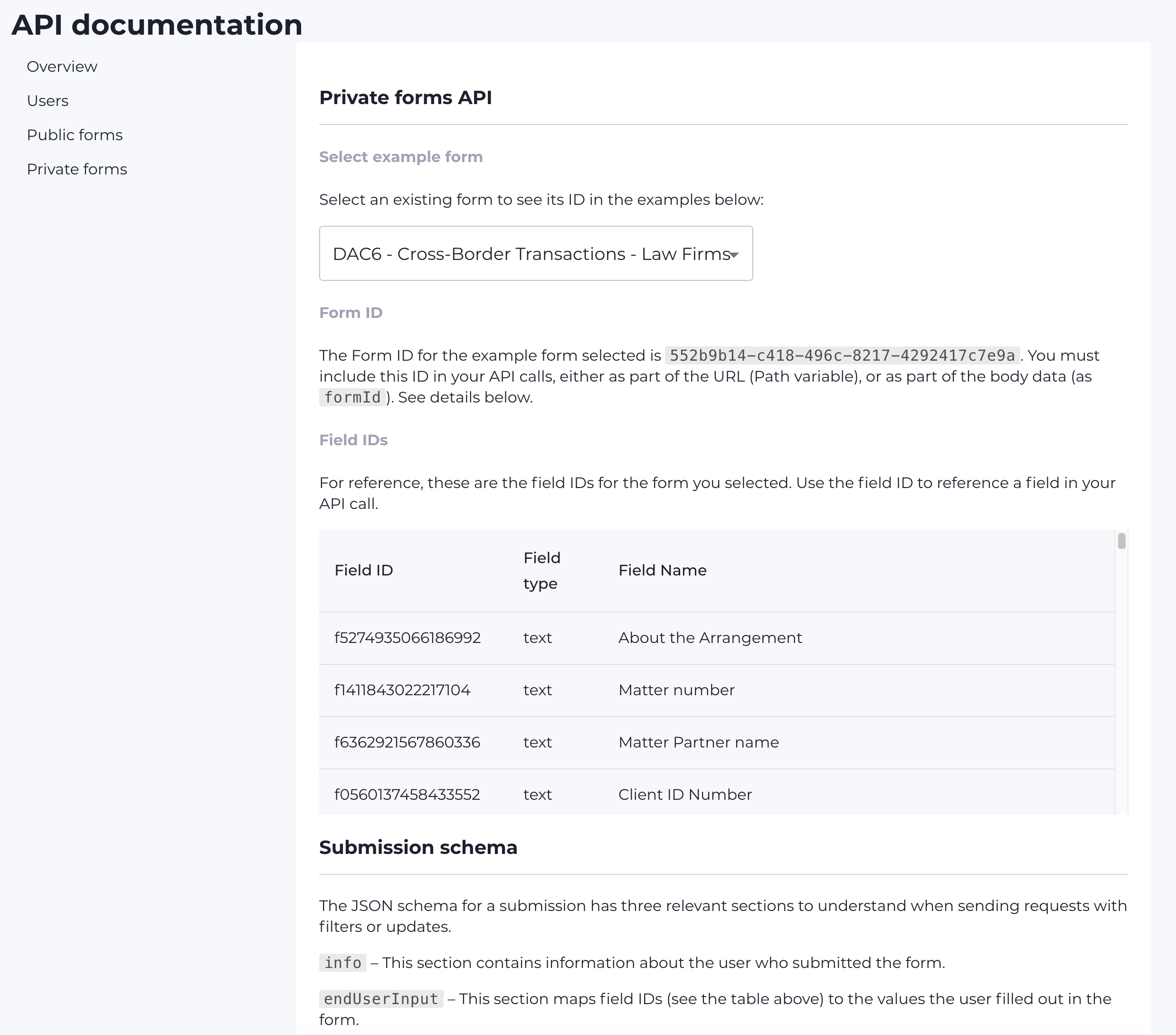 API documentation in Omnitrack