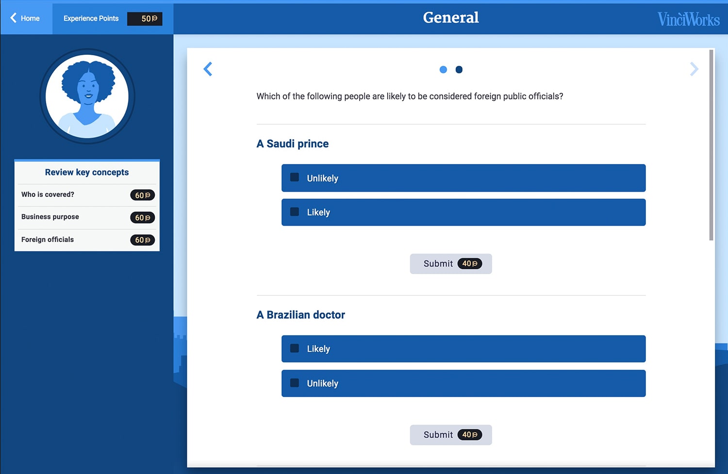 Screenshot of VinciWorks' FCPA training