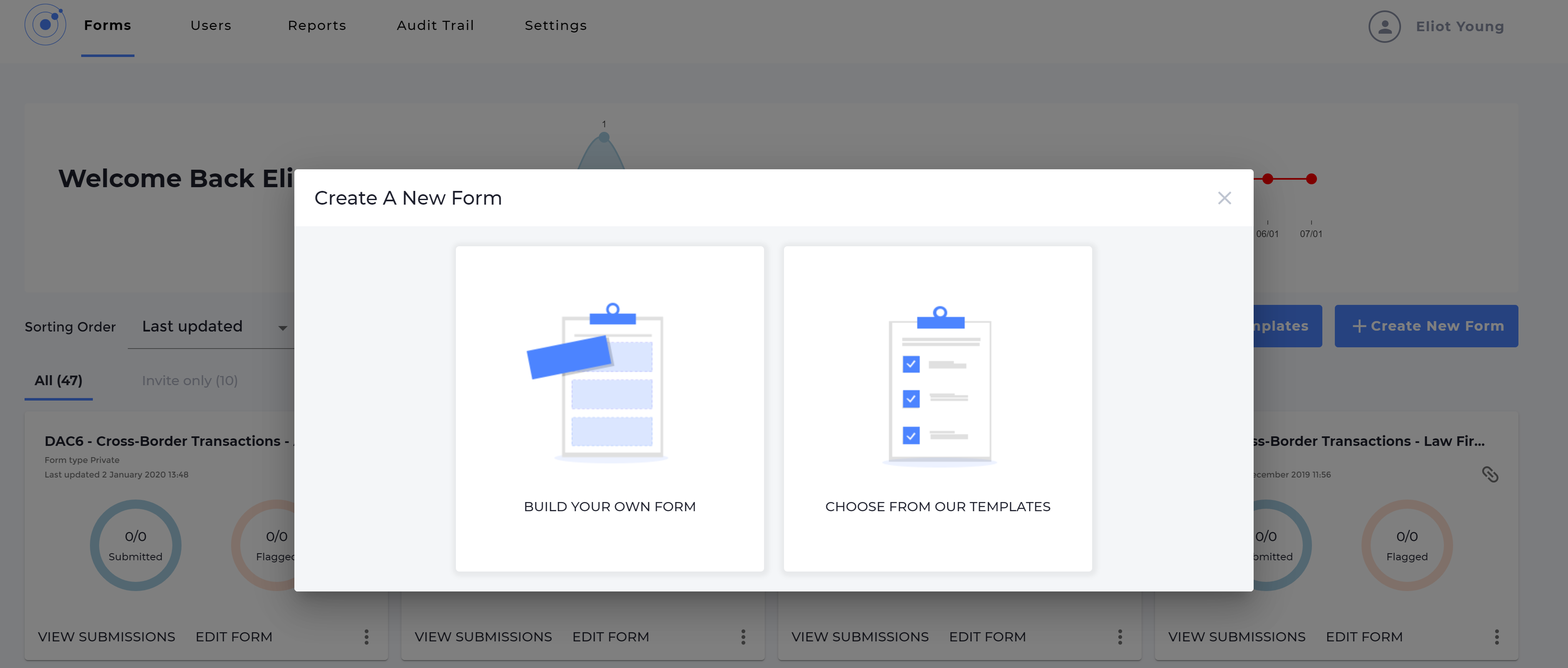 Screenshot of the Omnitrack form builder