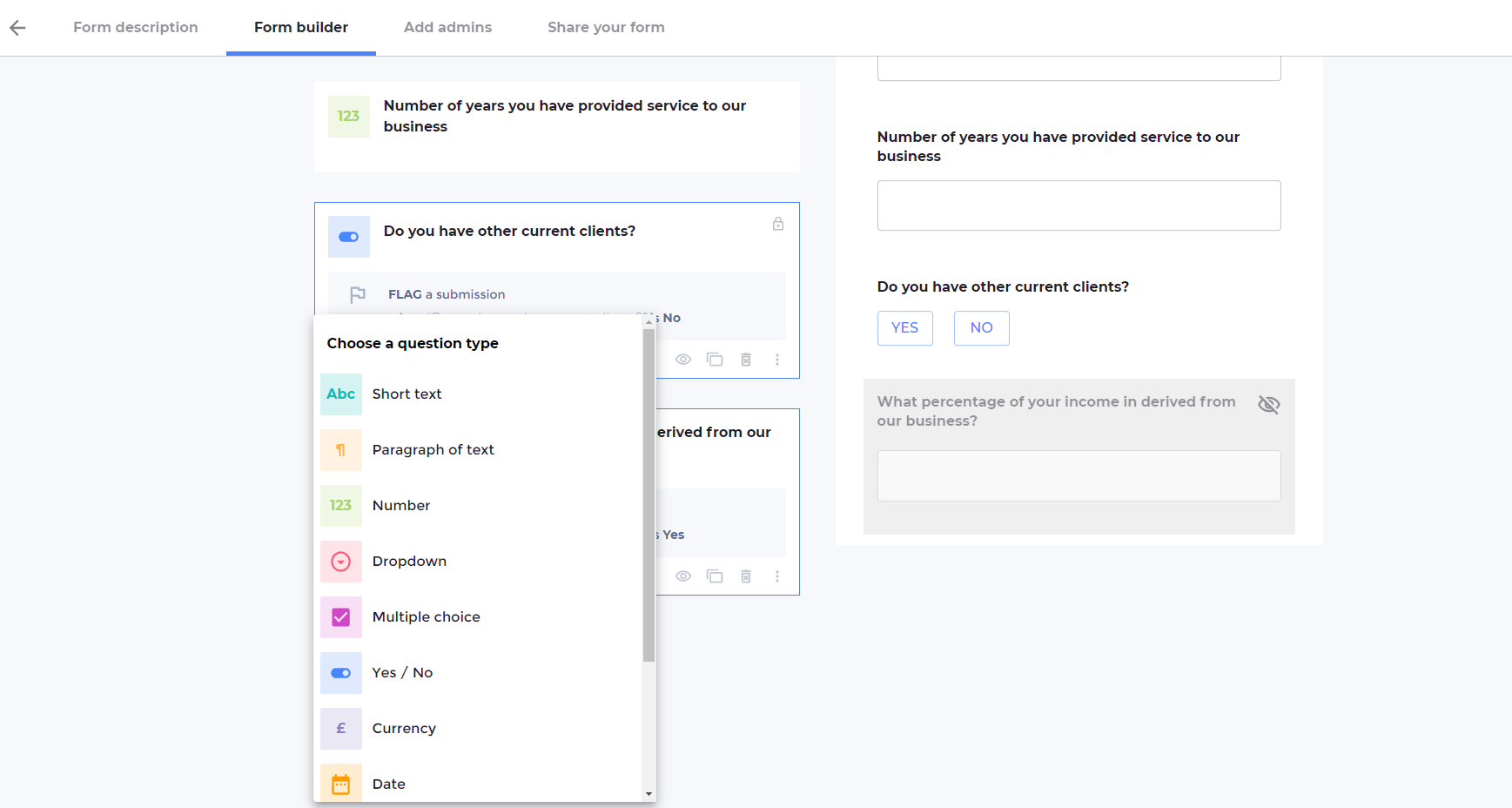 Screenshot of IR35 reporting tool