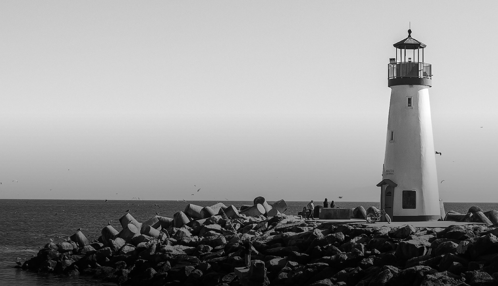 A lighthouse by the sea