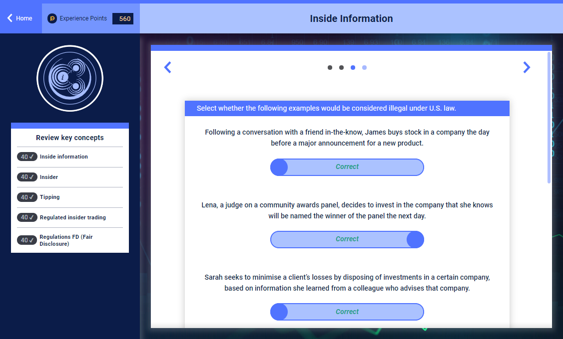 Securities training screenshot